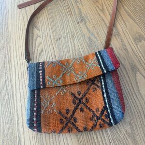 Handwoven Multicolor Crossbody Bag - Orange Accent
